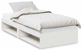 Sofá-cama com colchão 90x190 cm madeira de pinho maciça branco