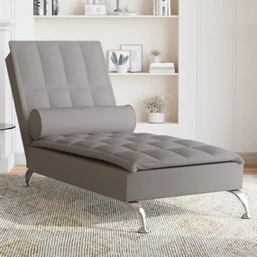 Chaise lounge de massagem com rolo tecido cinza-acastanhado