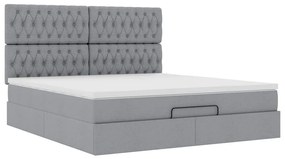 Estrutura cama otomana colchão 160x200 cm tecido cinzento claro