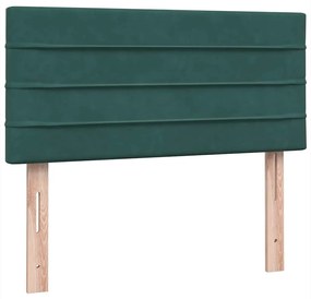 Cama com molas/colchão verde-escuro 80x220 cm veludo