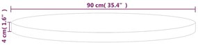 Tampo de mesa redondo Ø90x4 cm carvalho maciço não tratado