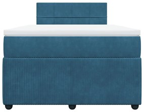 Cama boxspring com colchão 120x200 cm veludo azul