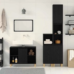Conjunto de Móveis para Banheiro vidaXL com 3 Peças Carvalho Preto Mad