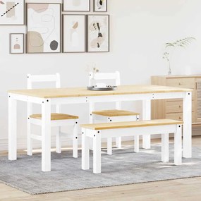 4 pcs conjunto de jantar Panama madeira pinho maciça branco