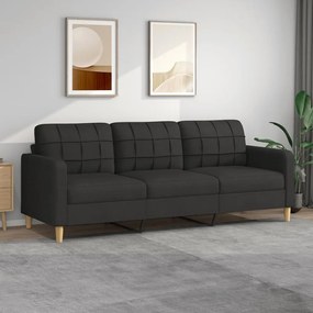 vidaXL Sofá de 3 lugares tecido 210 cm preto
