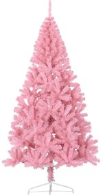 Meia árvore de Natal artificial com suporte 210 cm PVC rosa