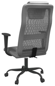 Cadeira de escritório tecido de malha e couro artificial cinza