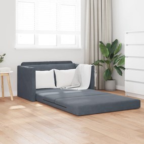 vidaXL Sofá cama de chão 2 em 1 Cinza Escuro 124x204x61 cm Veludo