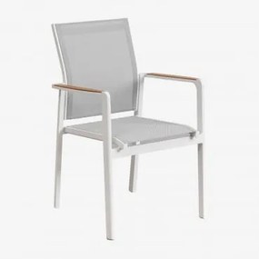 Cadeira de jardim empilhável com braços de alumínio Elvira Branco - Sklum