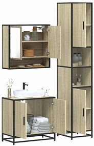 vidaXL 3 pcs conj. móveis casa banho derivados madeira carvalho sonoma
