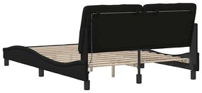 Estrutura de cama com LED sem colchão 140x190 cm tecido preto