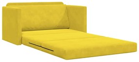 Sofá-Cama de Chão 2 em 1 Amarelo 124x204x61 cm Veludo
