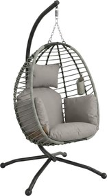 Outsunny Cadeira Supensa com Suporte com Cesta Dobrável Almofada e Apoio para a Cabeça 110x100x188 cm Cinza e Preto | Aosom Portugal