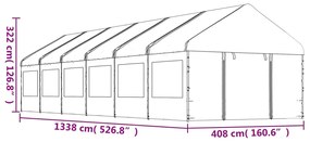 Tenda de Eventos com telhado 13,38x4,08x3,22 m polietileno branco