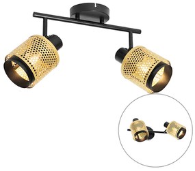 Foco industrial preto com dourado 2 luzes - Kayden Industrial