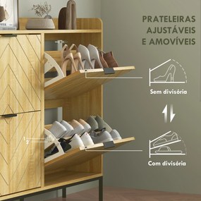 Sapateira Estreita com 4 Portas Sapateira para Entrada com Prateleiras Ajustáveis para 16 Pares de Sapatos 120x23,5x95,5 cm Madeira