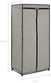 Roupeiros 2 pcs 75x50x160 cm cinzento