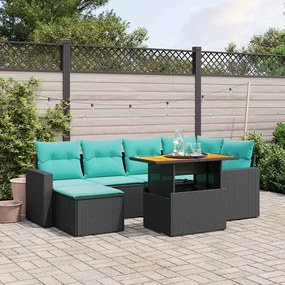 11 pcs conjunto sofás de jardim c/ almofadões vime PE bege