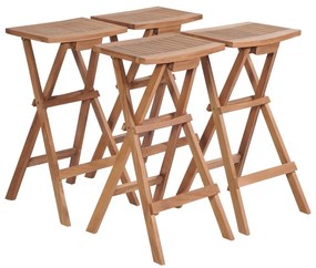 vidaXL Bancos de bar dobráveis 4 pcs madeira de teca maciça