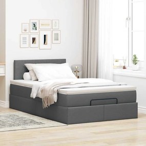 Cama otomana com colchão 120x200 cm tecido cinzento escuro