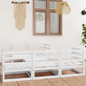 vidaXL 6 pcs conjunto lounge de jardim pinho maciço branco