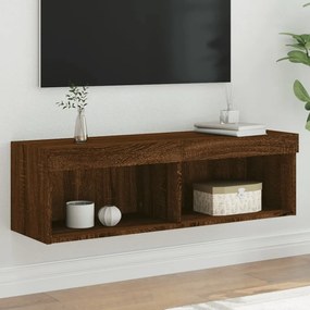 vidaXL Móvel de TV com luzes LED 100x30x30 cm carvalho castanho