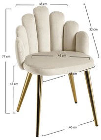 Cadeira Hand Gold Veludo - Beige