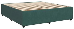 Cama com molas/colchão 200x200 cm veludo verde-escuro