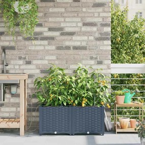 vidaXL Vaso de Jardim Cestaria Cinzeto 40 x 40 x 126cm Plástico