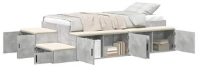 Estrutura de Cama com Armazenamento Cinza 100x200 cm