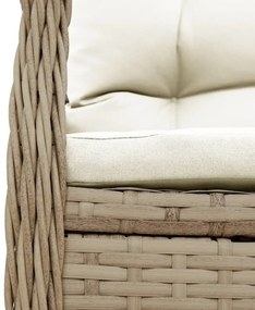9 pcs conjunto de jantar p/ jardim com almofadões vime PE bege