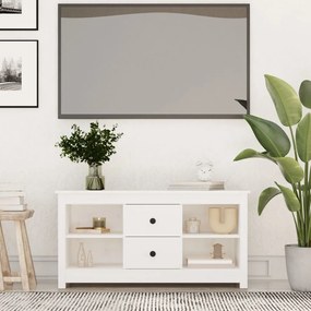 Móvel de TV 103x36,5x52 cm madeira de pinho maciça branco