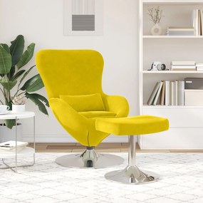 Poltrona Egg vidaXL com Puff Veludo Amarelo