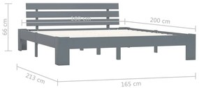 Estrutura de cama com cabeceira 160x200cm pinho maciço cinzento