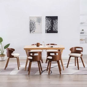vidaXL Cadeiras jantar 6 pcs madeira curvada e couro artificial creme