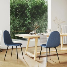 vidaXL Cadeiras de jantar 2 pcs tecido azul