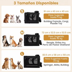 Transportadora dobrável tamanho L 83,5 x 58 x 58 cm para animais de estimação, com janelas de rede, 3 portas, cama felpuda e bolsos removíveis, para u