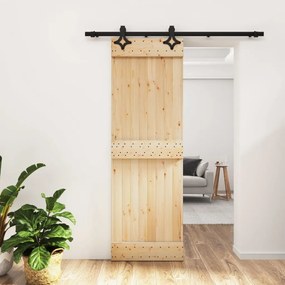 vidaXL Porta de correr com ferragens 70x210 cm madeira de pinho maciça