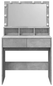 Toucador com LED 80x41x134,5 cm cinzento cimento