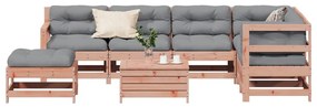 8 pcs conj. lounge jardim c/ almofadões madeira douglas maciça