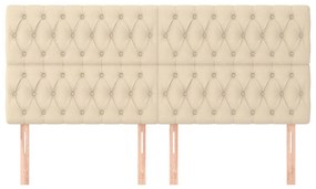 Cabeceira de cama 4 pcs tecido 90x7x78/88 cm creme