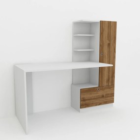 Secretária Merinos – Branco Nogueira – 149,5x120x61,8 cm | Tribo Home