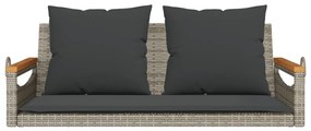 Banco baloiço com almofadões 109x62x40 cm vime PE cinzento