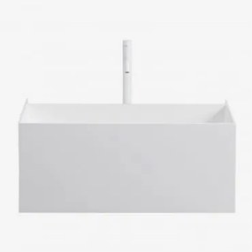 Conjunto De Móveis De Banheiro De Resina Com Pia Integrada E Luz Led Nerine Branco & Sem Espelho & Branco ↑30 Cm Com - Sklum