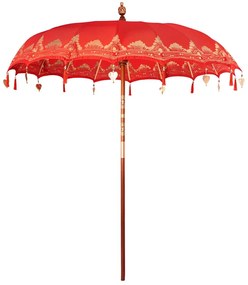 vidaXL Guarda-sol Outros Manual Vermelho x 250 cm Algodão e madeira