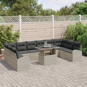 Conjunto de Sofás para Jardim vidaXL com Almofadas Cinzento-Claro Ratt