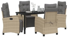 Conjunto de Jantar de Jardim de 5 Peças em Rattan Sintético Bege