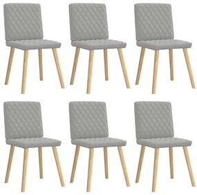 Cadeiras de jantar 6 pcs tecido cinza nuvem
