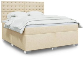 vidaXL Cama com molas/colchão 180x200 cm tecido cor creme