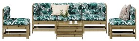 vidaXL 6 pcs conjunto lounge de jardim c/ almofadões pinho impregnado